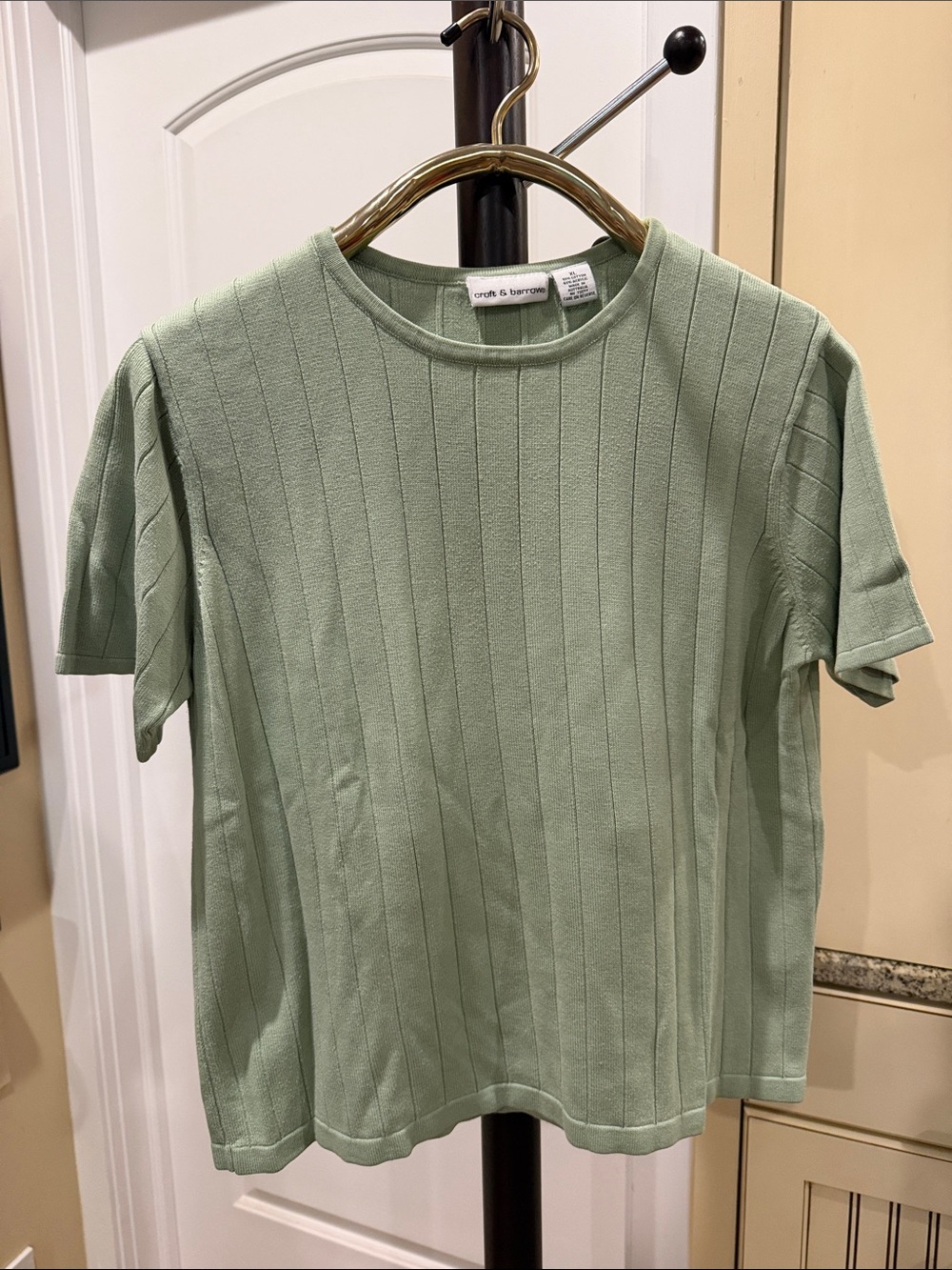 croft & barrow Sage Green Short Sleeve Ribbed Top